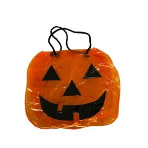 Halloween Pumpkin Jack O Lantern Vinyl Trick-Or-Treat Bag Rope Handle